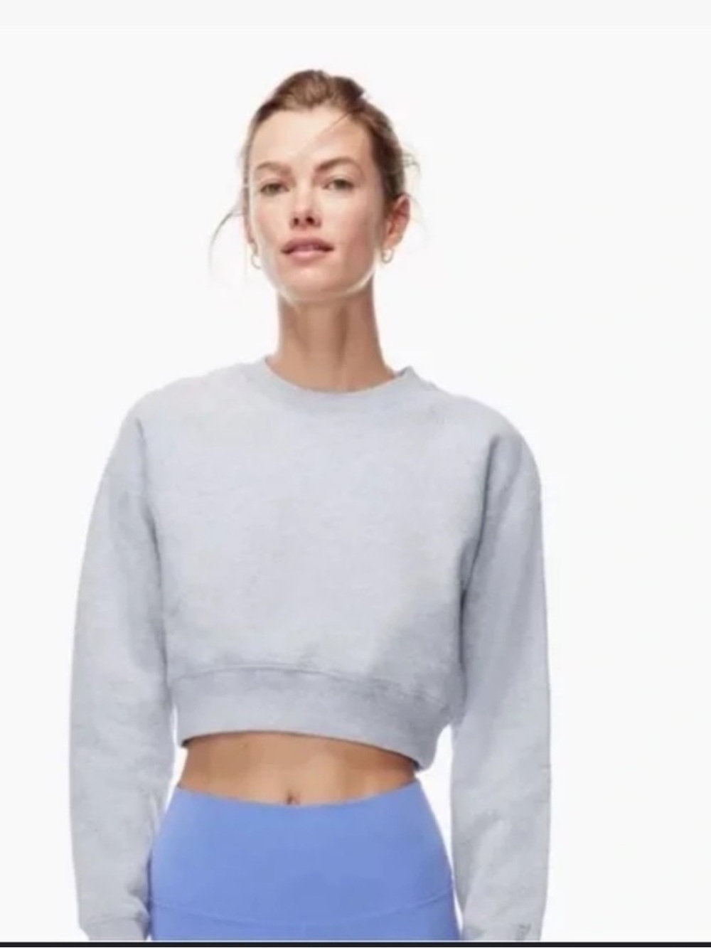 Aritzia TNA Airy Fleece Perfect Cropped Sweatshirt Gray L Athleisure Soft